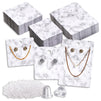 810-Pcs Earring Display Cards with Secure Back, White and Gray Necklace Display Cards for Selling, Hanging Jewelry, Retail, DIY, Marble Design (3 Sizes) Bulk Pack