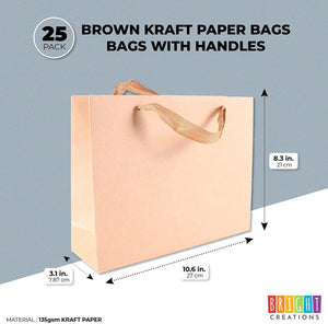 Brown Kraft Paper Bags with Handles (10.6 x 8.3 x 3.1 in, 25 Pack)