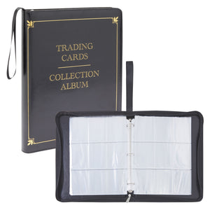 9 Pocket Leather Card 3 Ring Trading Card Binder for Baseball, Gaming, and Sports Cards, 30 Pages, Holds 540 Cards (14 x 11 In)