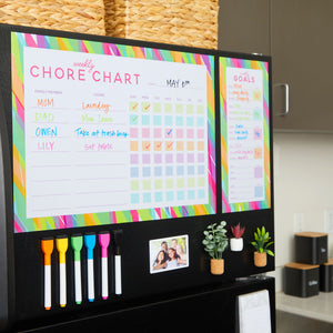 Magnetic Dry Erase Chore Chart with 6 Markers, White Board for Fridge (18 x 13 In)