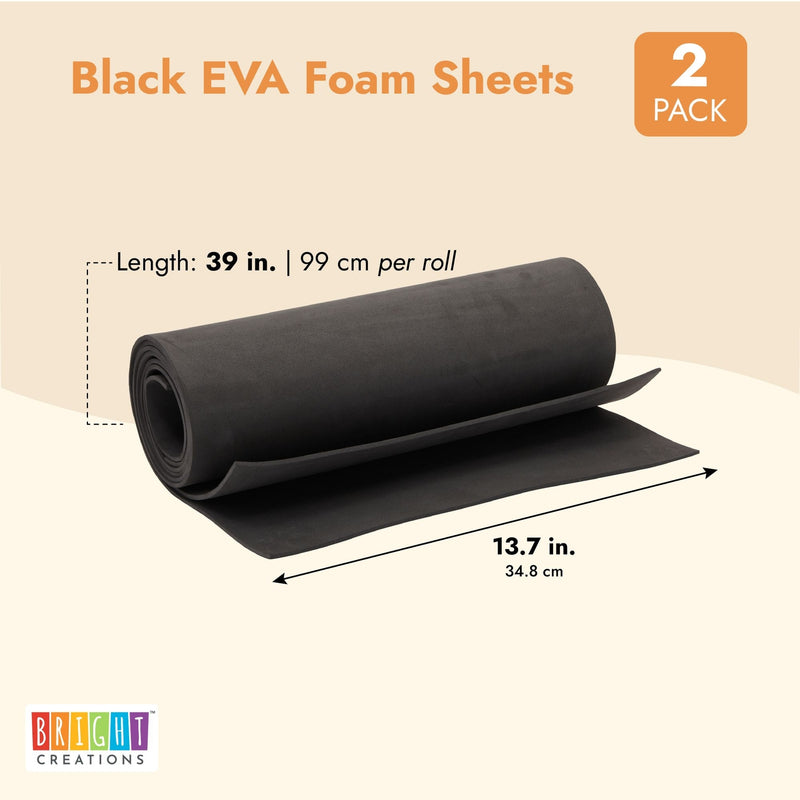 2-Pack EVA Foam Roll, 13.7x39-Inch 3mm Thick High-Density Foam Sheets for Arts and Crafts Supplies, Cosplay Costumes and Custom Crafted Armor, Formable Foam for Crafting (Black)