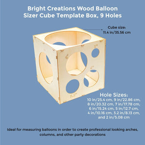 Unfinished Wood Balloon Sizer Measurement Box (9 Hole Sizes)