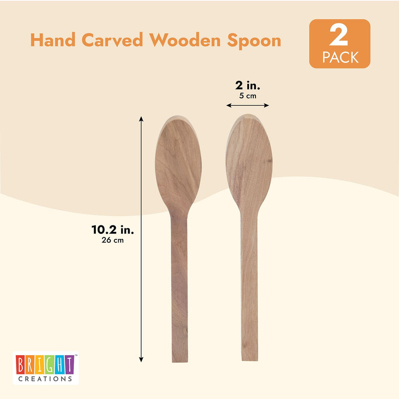 Blank Wood Carving Spoons for Whittling (10.2 x 2 In, 2 Pack)