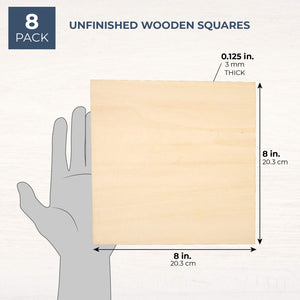Wooden Squares for Crafts, Panel Board (6 x 6 in, 8-Pack)