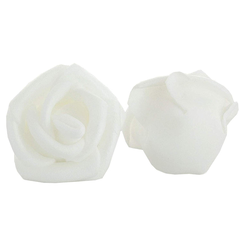 Rose Flower Heads, Artificial Flowers (White, 1 in, 200 Pack)