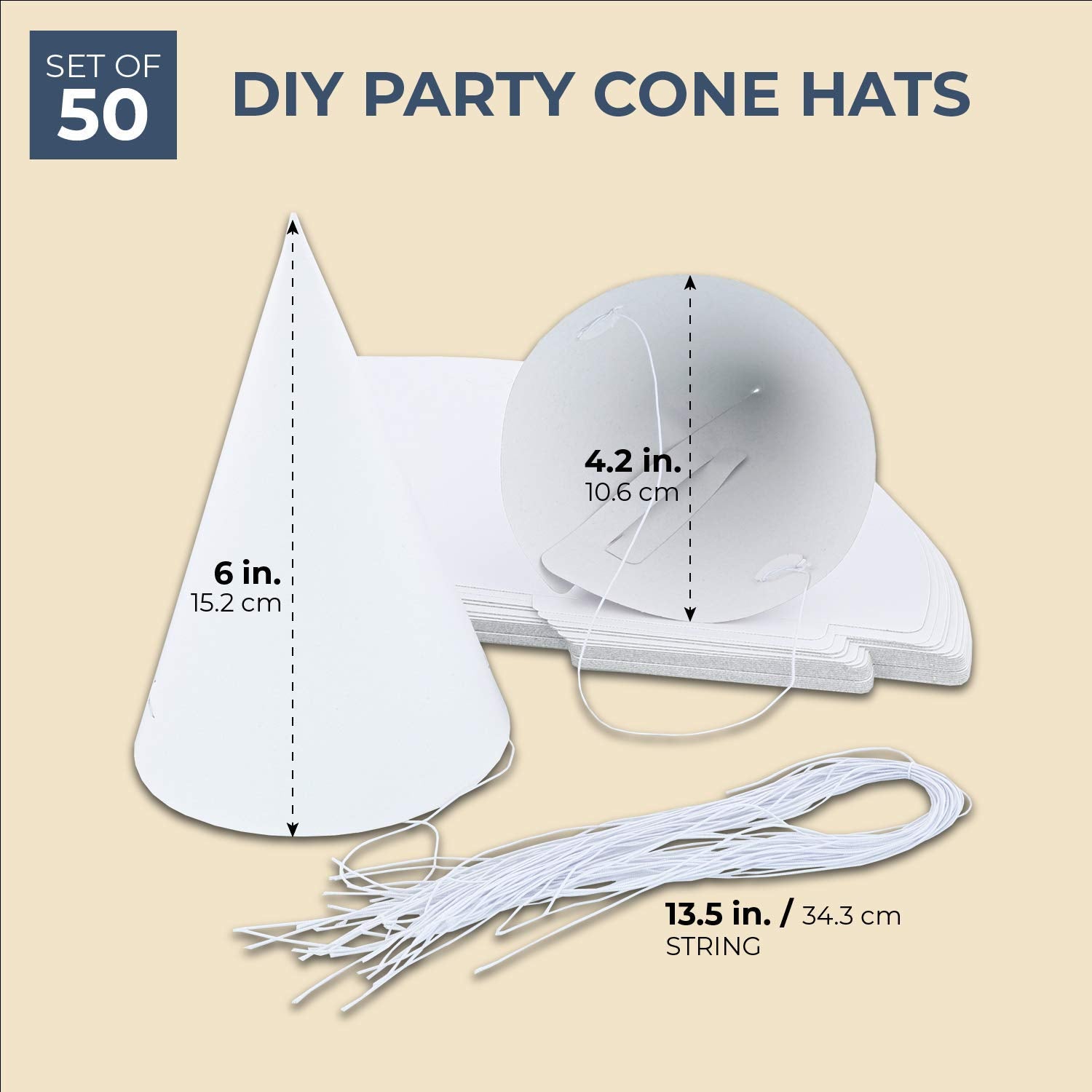 White Craft Foam Cones for Crafts, 2 Sizes (18 Pack)