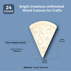 Wood Cutouts for Crafts, Wooden Pizza (2.6 x 3.4 in, 24-Pack)