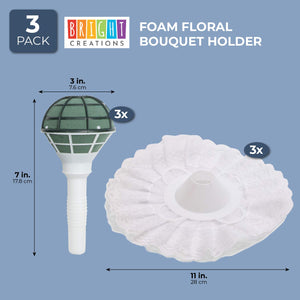 Foam Floral Bouquet Holder with Lace (Green, 3-Pack)