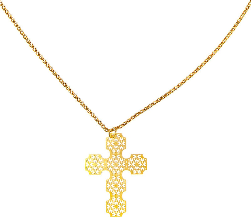 24 Pack Cross Pendants Necklace Charms Bulk for Jewelry Making, Gold 1 x 1.5 Inches