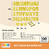 130-Piece DIY Gold Glitter Make Your Own Banner Kit with Letters, Numbers, Symbols, and String for Birthdays, Weddings, and Party Supplies Decor (5-Inch Letters)