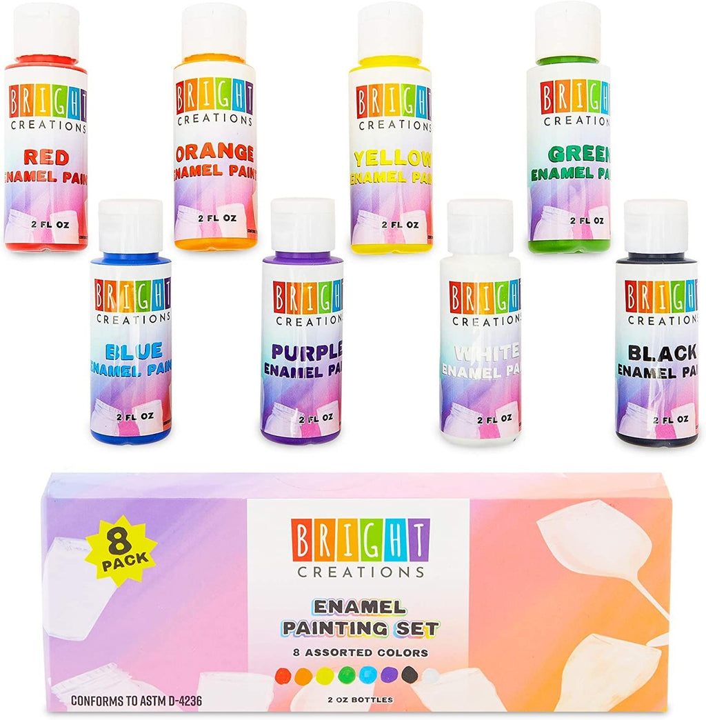 Enamel Acrylic Paint Set for Kids and Artists, 8 Vivid Colors (2 oz, 8 Pack)