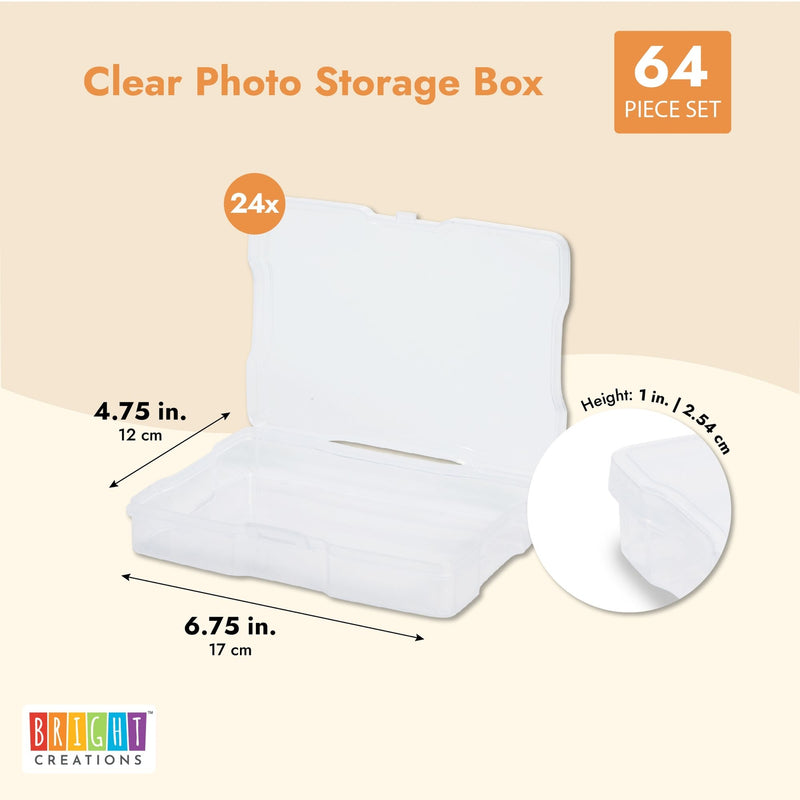 24 Photo Storage Boxes for 4x6 Pictures, Photo Organizer Storage Containers with 40 Blank Labels (Clear, 64 Total Pieces)
