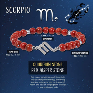 Zodiac Scorpio Bracelet with Red Jasper Stone Beads with Constellation Symbol for Women Girls, Birthday Gifts for Friends, One Size
