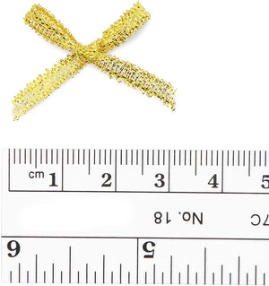 500pcs 1.2" Gold Mini Bibbon Bows Appliques for DIY Crafts, Gift Wrapping Accessories and Scrapbooking