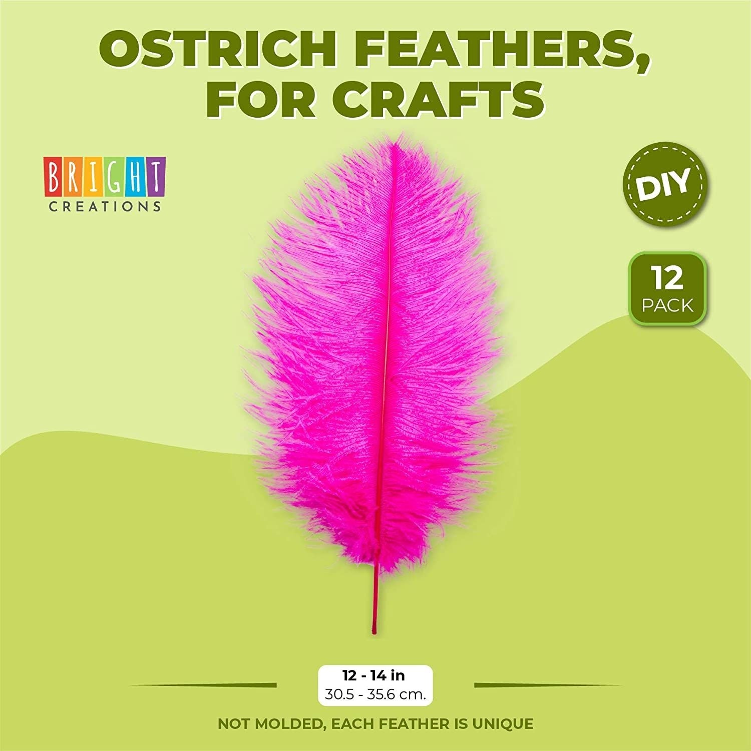 Bright Creations 12 Pack Ostrich Feather Plumes 12 14 for Crafts, Home, Wedding & Party Decorations, Green