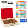 Wooden Essential Oil Storage Box Organizer Case with 72 Slots and Labels, Holds 5ml 10ml 15 ml Bottles, Droppers Brushes Included