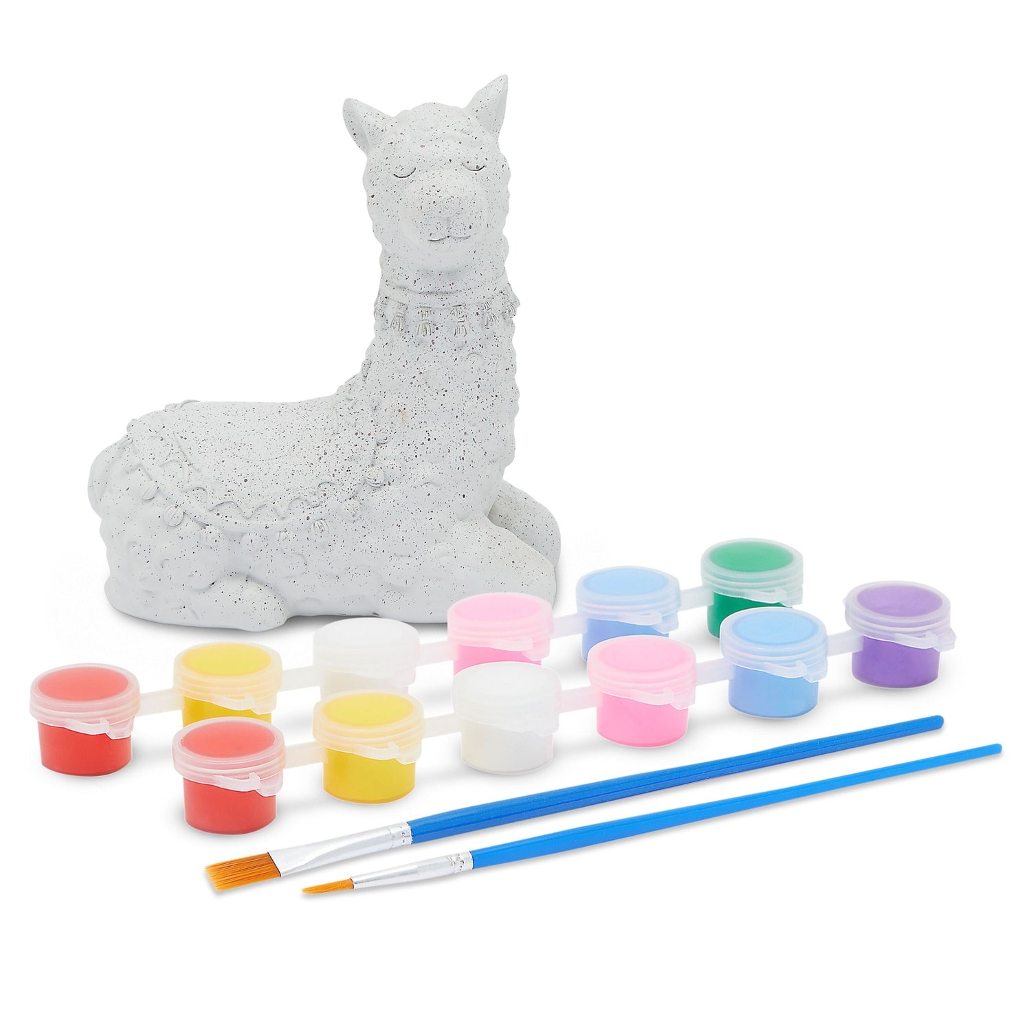 Bright Creations Unicorn and Llama Ceramic Painting Kit for Kids with 3ml Paint Pod Strips, 2 Brushes and 2 Figures