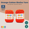 Orange Cotton Skeins, Medium 4 Worsted Yarn for Knitting (330 Yards, 2 Pack)