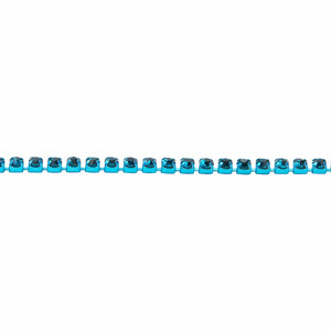 10 Yards Rhinestone Fringe Ribbon Chain, Bling String of 2mm Sparkling Beads, Trim for Sewing, Costume and Jewelry Making, Crafting and Art Supplies, Shoe Charms (Peacock Blue)