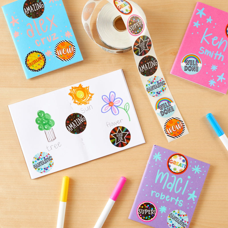 1000 Piece Motivational Stickers for Kids Roll, Encouragement and Affirmation Reward Stickers, Teacher Supplies (1.5 In)