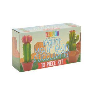 Kids Paint Your Own Ceramic Cactus Succulents Kit with Pods, Brushes, Figurines (10 Pieces)