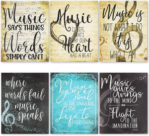 6 Pack Music Motivational Posters Wall Decor with Inspirational Quotes for Classroom, Teacher Supplies (11 x 14 Inch)