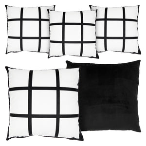 5 Pack 16x16 Sublimation Pillow Case Set, 9 Panel Blank Polyester Pillow Covers with Invisible Zipper