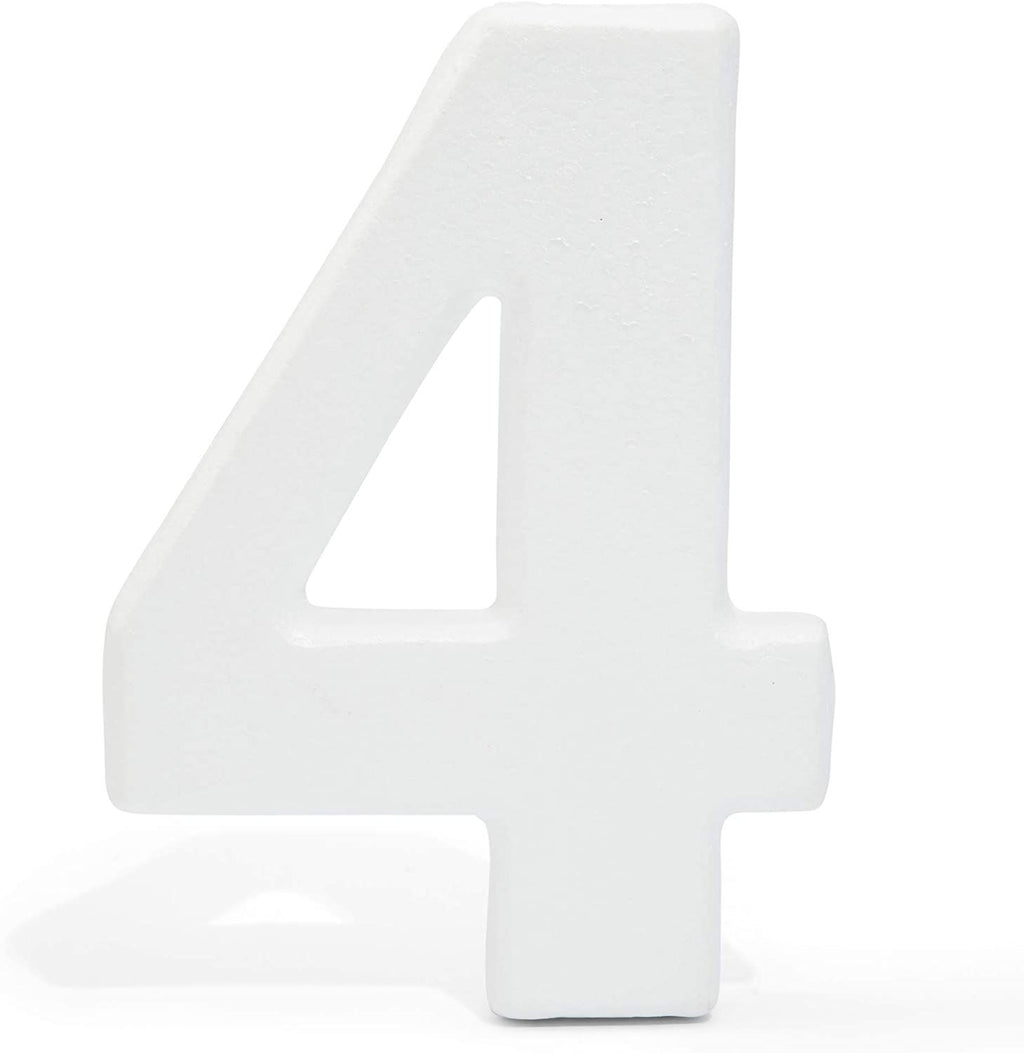 Foam Numbers for Crafts, Number 4 (White, 12 in)