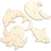 Wood Cutouts for Crafts, Ocean Animals (5 x 3.7 in, 24-Pack)