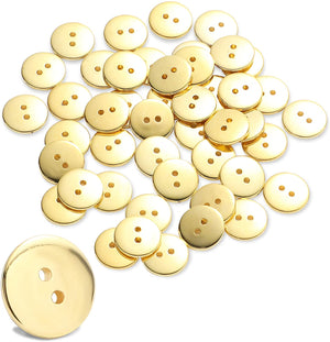 Gold Buttons with 2 Holes, Sewing Supplies (15mm, 300 Pack)