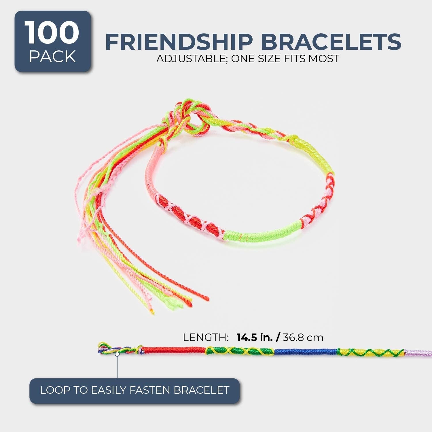 100 Pack Friendship Bracelets Bulk for Party Favors, DIY Arts and Craf –  BrightCreationsOfficial