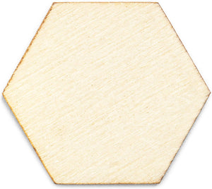 Unfinished Wood Hexagon Cutouts for Keychain Blanks (1 x 0.84 in, 100 Pack)