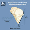 Ice Cream Wood Cutouts for DIY Crafts (2.2 x 3.8 in, 24 Pieces)