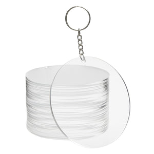 20-Pack 3.5-Inch Clear Round Acrylic Keychain Blanks, 1/8-Inch Thick Plastic Circles with 10 Metal Chains, Rings, and Clasps for Custom Keychains, Christmas Tree Ornaments, Crafting and Art Supplies