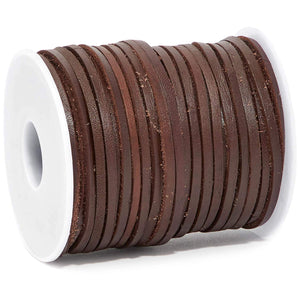 Flat Leather Cord for Jewelry Making, Faux Suede Beading String (Dark Brown, 30.5 Yd)