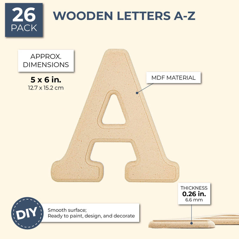66 Pcs Wooden Letters 5 Inch 2 Hole Hangable Paintable Multifunctional Wood  Alphabet Letters for DIY Handicraft - AliExpress