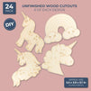 Wood Cutouts for Crafts, Unicorn Rainbow (3.8 x 5.5 in, 24-Pack)