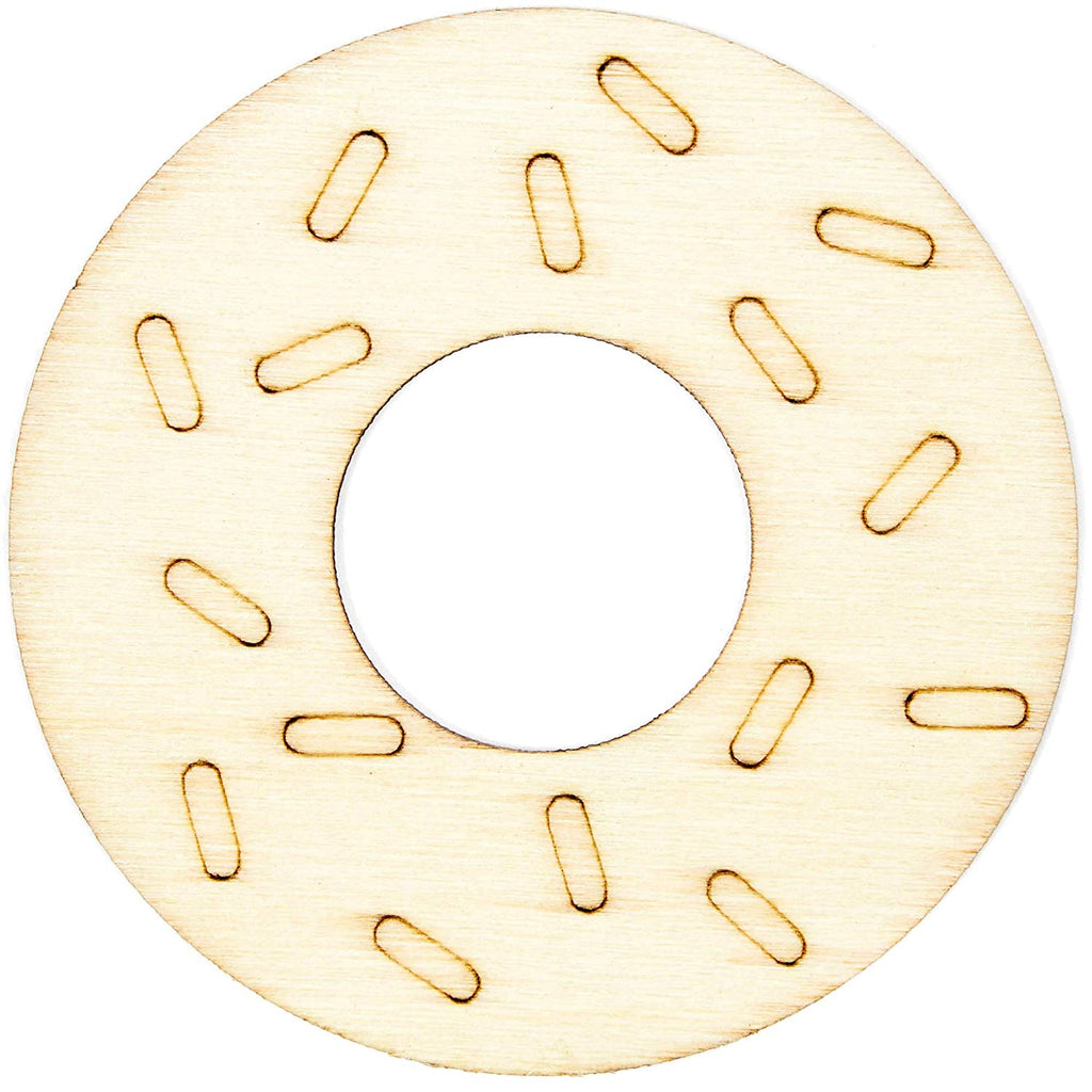 Wooden Cutouts for Crafts, Wood Donut (3.1 in, 24-Pack)
