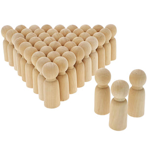 Wood Peg Dolls, Peg Doll Kit (2.4 in, 50-Pack)