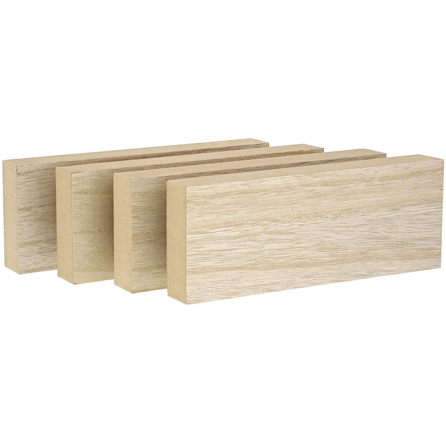 4 Pack Unfinished Wood Blocks Pieces for Arts and Crafts, 1 Inch Thick, 4  Sizes