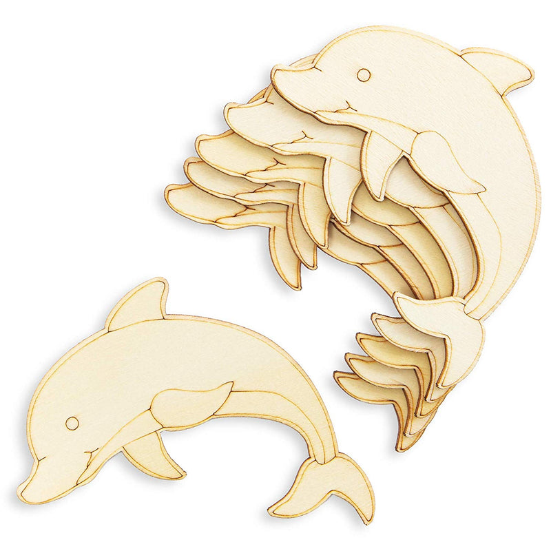 Wood Cutouts for Crafts, Ocean Animals (5 x 3.7 in, 24-Pack)