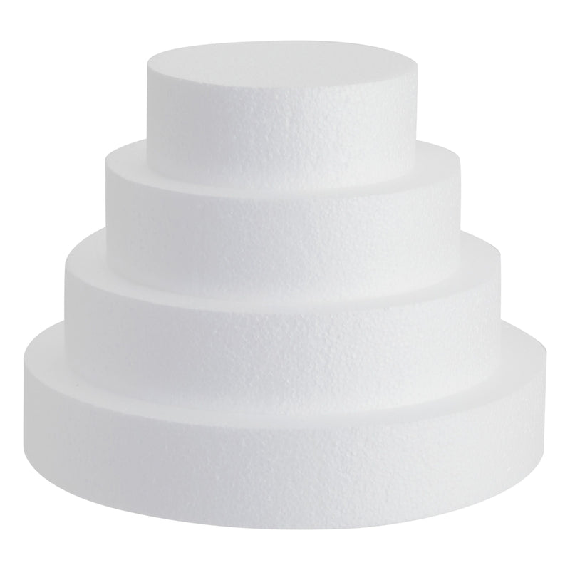 4-Pcs Round Foam Cake Dummies Tiered Set - 10" Tall Fake Wedding Cake Dummy for Display, Decorating (White, 6, 8, 10, and 12 inch)