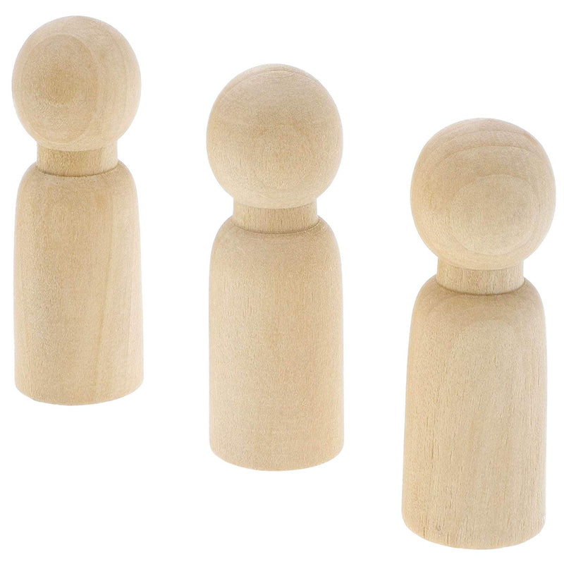 Wood Peg Dolls, Peg Doll Kit (2.4 in, 50-Pack)