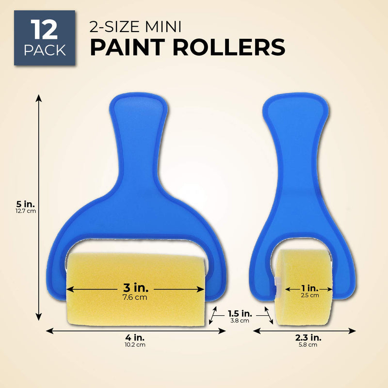 Foam Brayer Paint Rollers (2 Sizes, 12-Pack)