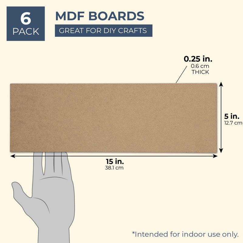 MDF Board, Chipboard Sheets for Crafts (5 x 15 in, 6-Pack)