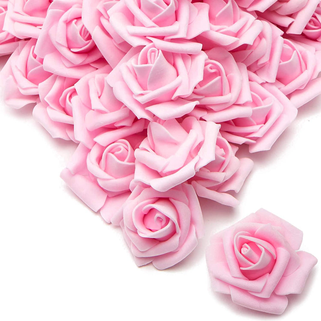 Bright Creations Rose Flower Heads, Artificial Flowers (2 in, Light Pink, 200-Pack)