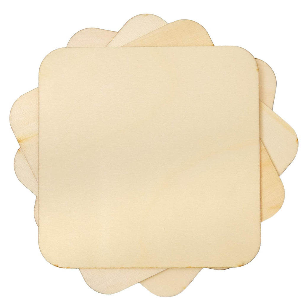 Juvale Wood Cutout with Rounded Corners, Wooden Squares for Crafts