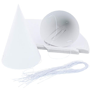 Kids Birthday Party Supplies, Cone Hat (White, 6 in, 50-Pack)
