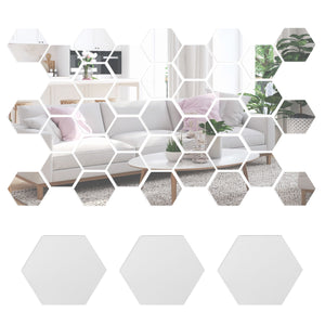 40 Pack Hexagon Mirror Wall Stickers, Acrylic Adhesive Tiles for Living Room Bedroom Decor (4 x 3.35 in)