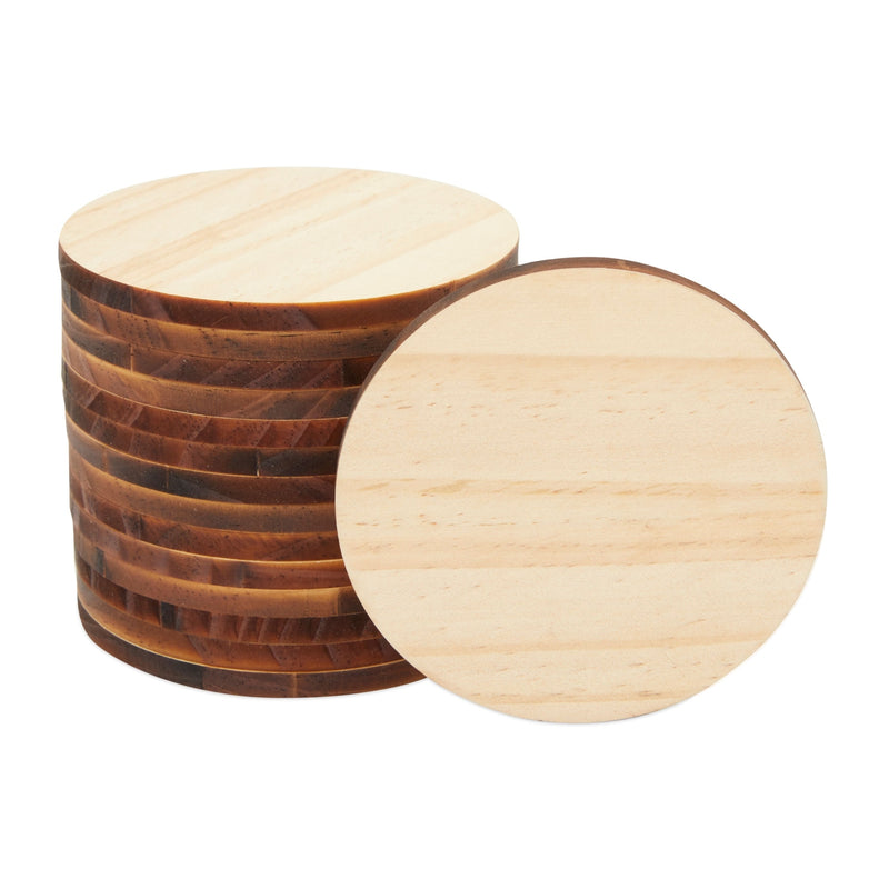 Unfinished Wood Circles for Crafts, Wood Burning, Engraving (4 In, 15 Pack)